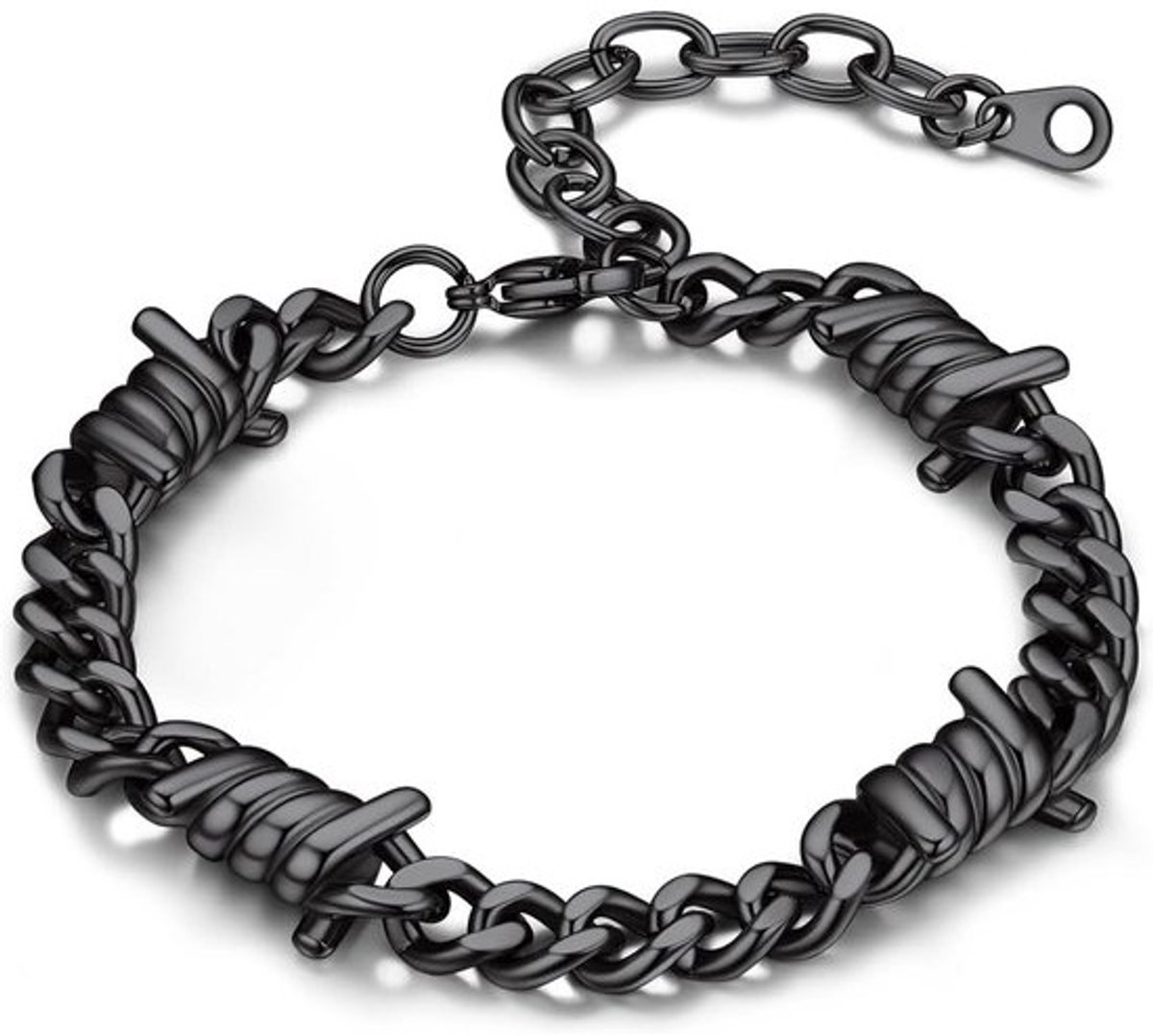 Cuban Choker Ketting voor Dames en Heren - Roestvrij Staal - Zwart Gothic Prikkeldraad