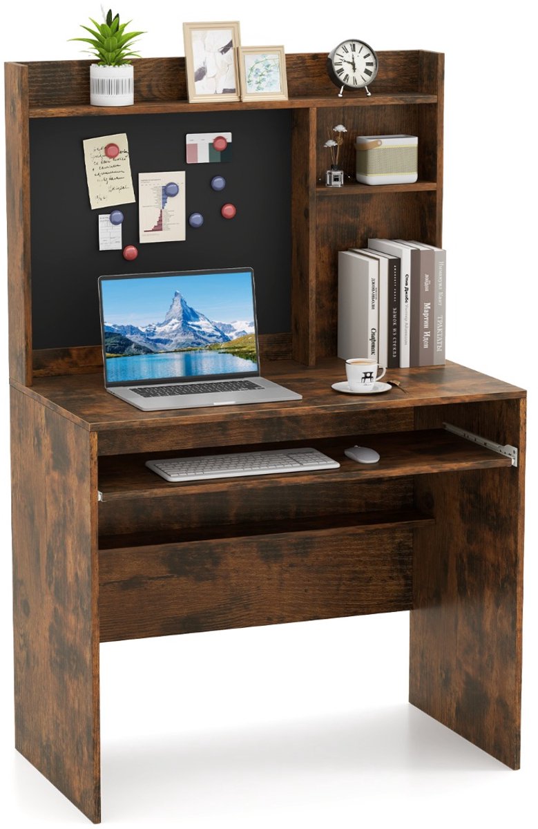SureDeal® - Bureau - Computerbureau - Magnetisch Prikbord Thuiskantoor - Extra Onderdelen - Toetsenbordlade - 89x50x138 cm - Koffiebruin