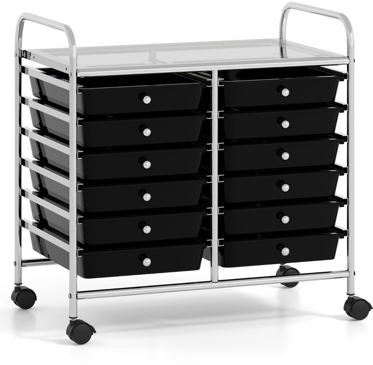 SureDeal® - Nachtkastje - Trolleys - Laden Trolleys - Wielen Grote Werkbanken - Knoppen - 64x38x62 cm - Zwart