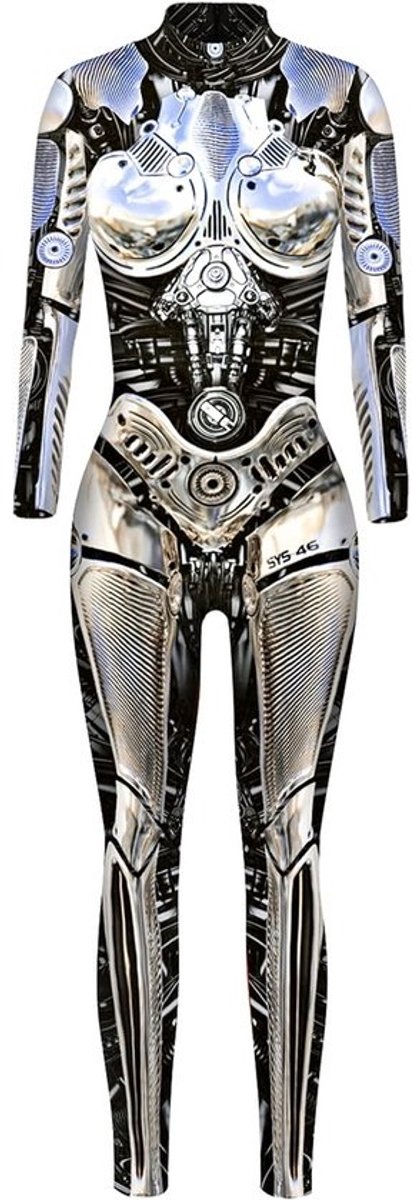 Halloween Kostuum Dames Skelet Catsuit Overall voor Carnaval - S, M, L, XL