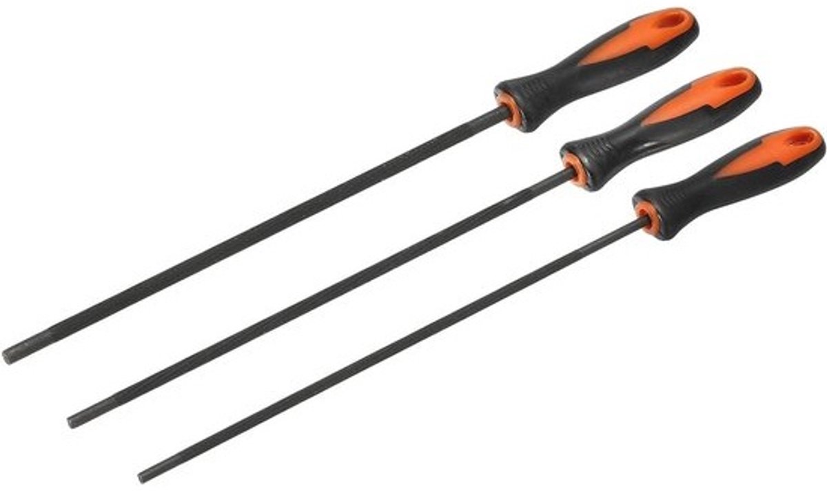 Kettingzaag Slijpvijl - Slijpsteen Kettingzaag - Ketting Slijpen - Set van 3 Stuks - 4.0-5.5mm - Zilver