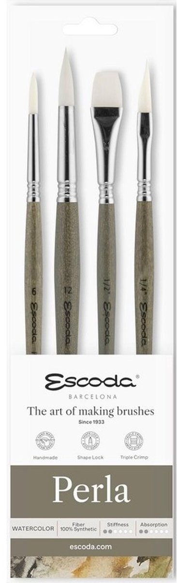 Professionele Aquarel Borstel Set - 4 Stuks van Synthetische Witte Toray Vezels