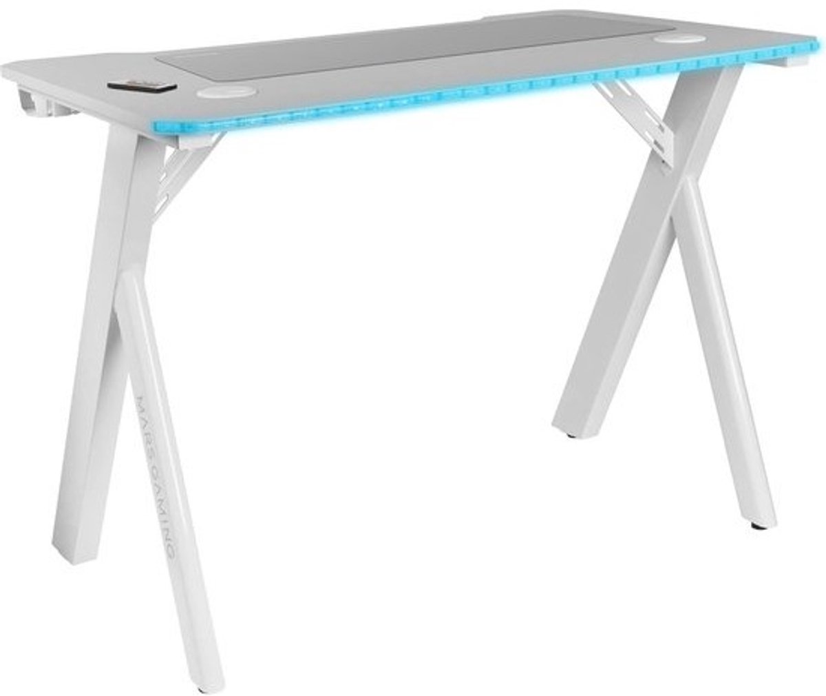 Grote Gaming Bureau met RGB Verlichting en XXL Muismat - Inclusief Hoofdtelefoon & Bekerhouder - 100x60cm Wit