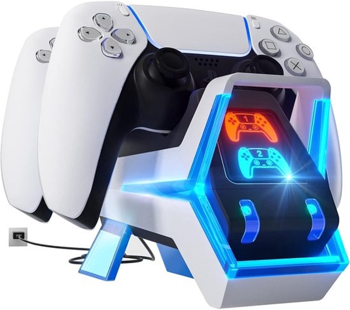 Oplaadstation voor 2 PS5 Controllers - Dual Laadstation met Snelle Oplaadfunctie en Aanraakgevoelige LED-Indicator