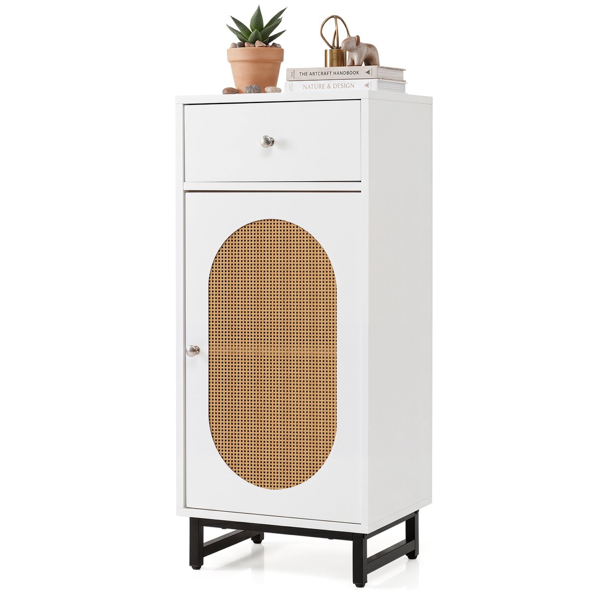 SureDeal® - Salontafel - Rotan Opbergkast Schuiflade - 40x30x91 cm - Wit