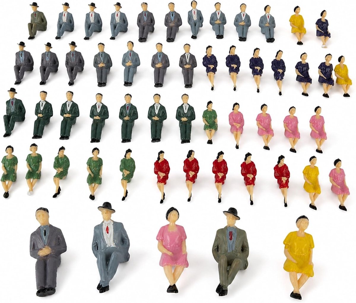 Set van 50 Zittende Figuren in 1:32 Schaal voor Modelbouw en Miniatuurscènes, Perfect voor Diorama's en Creatieve Projecten