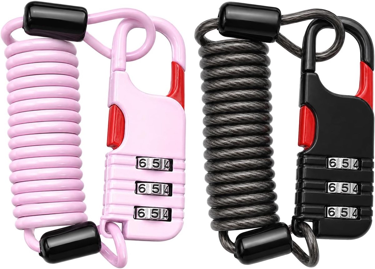 KZQ Combinatieslot met kabel, instelbaar, 2 stuks, van gevlochten staal en zinklegering
