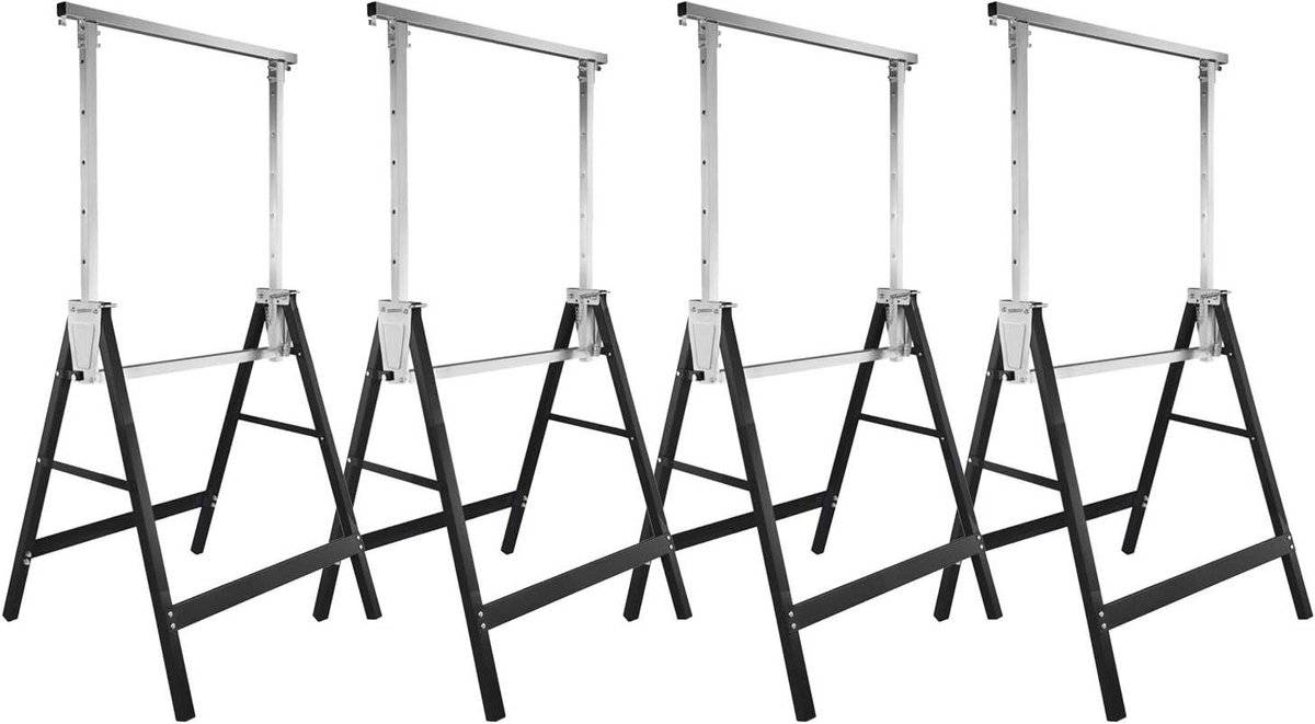 Steigerbok Werkbok - Klapbok Onderstelbok - Klusprojecten Ondersteunen - 7-voudig Verstelbaar - 80-130 cm Hoog - Zwart