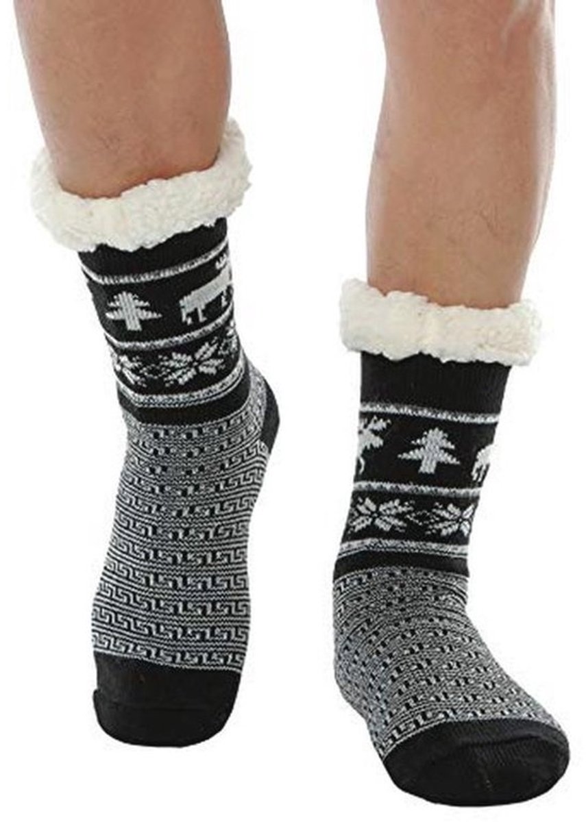 Comfortabele Heren Slipper Sokken met Grips - Zachte en Warme Fleece Gevoerde Winter Sokken