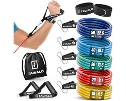 TAVIALO Resistance Bands with Handle: Fitness Bands Set of 5 for Strength Training and Muscle Building, Door Anchor Attachment, Expander Resistance Bands/Fitness Equipment for Home