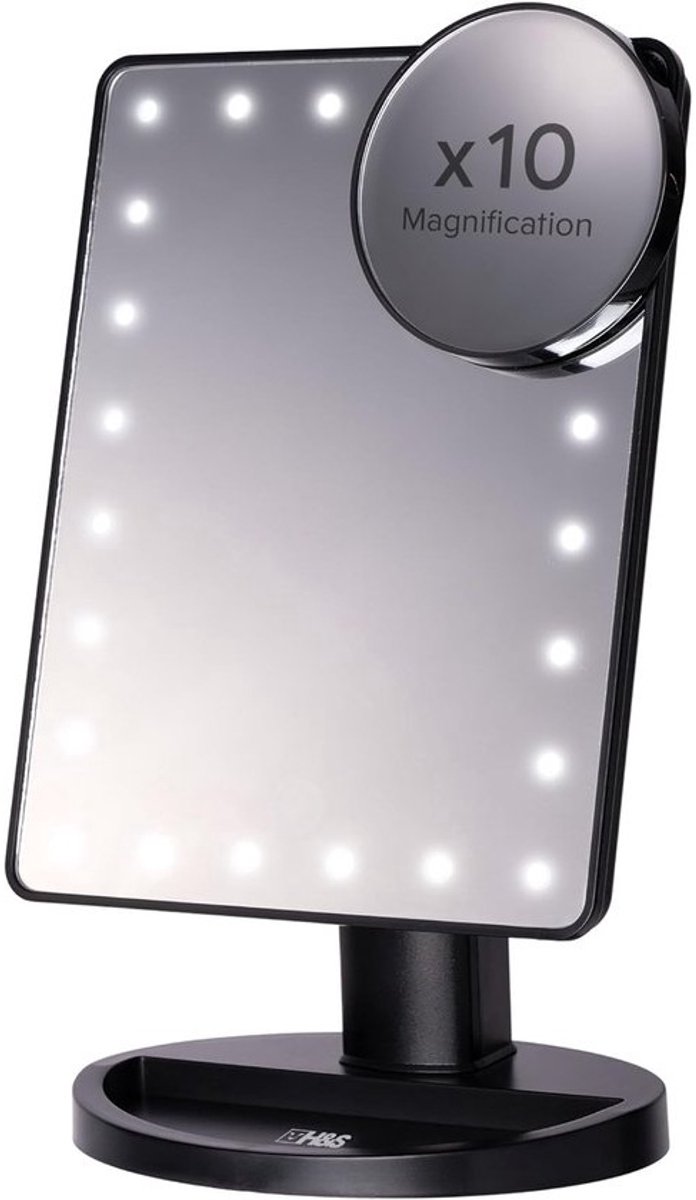 Verstelbare Make-up Spiegel met LED Verlichting en Vergrotende Spiegel - Tot 180 Graden, Draagbare Spiegel voor Perfecte Make-up