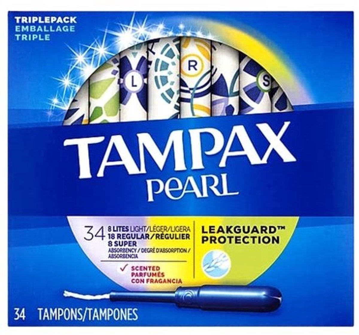 Tampons Licht/Regelmatig/Super Absorbentie met LeakGuard Braid - Triple Pack, Geurend - 34 Stuks