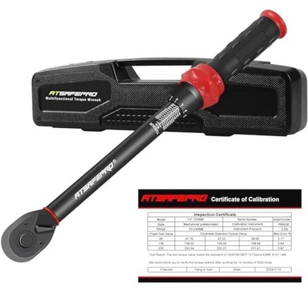 Verstelbare Wiel Momentsleutel 1/2 Inch 20-230 Nm, Nauwkeurigheid ± 3% en 72 Tandaandrijving voor Auto-onderhoud