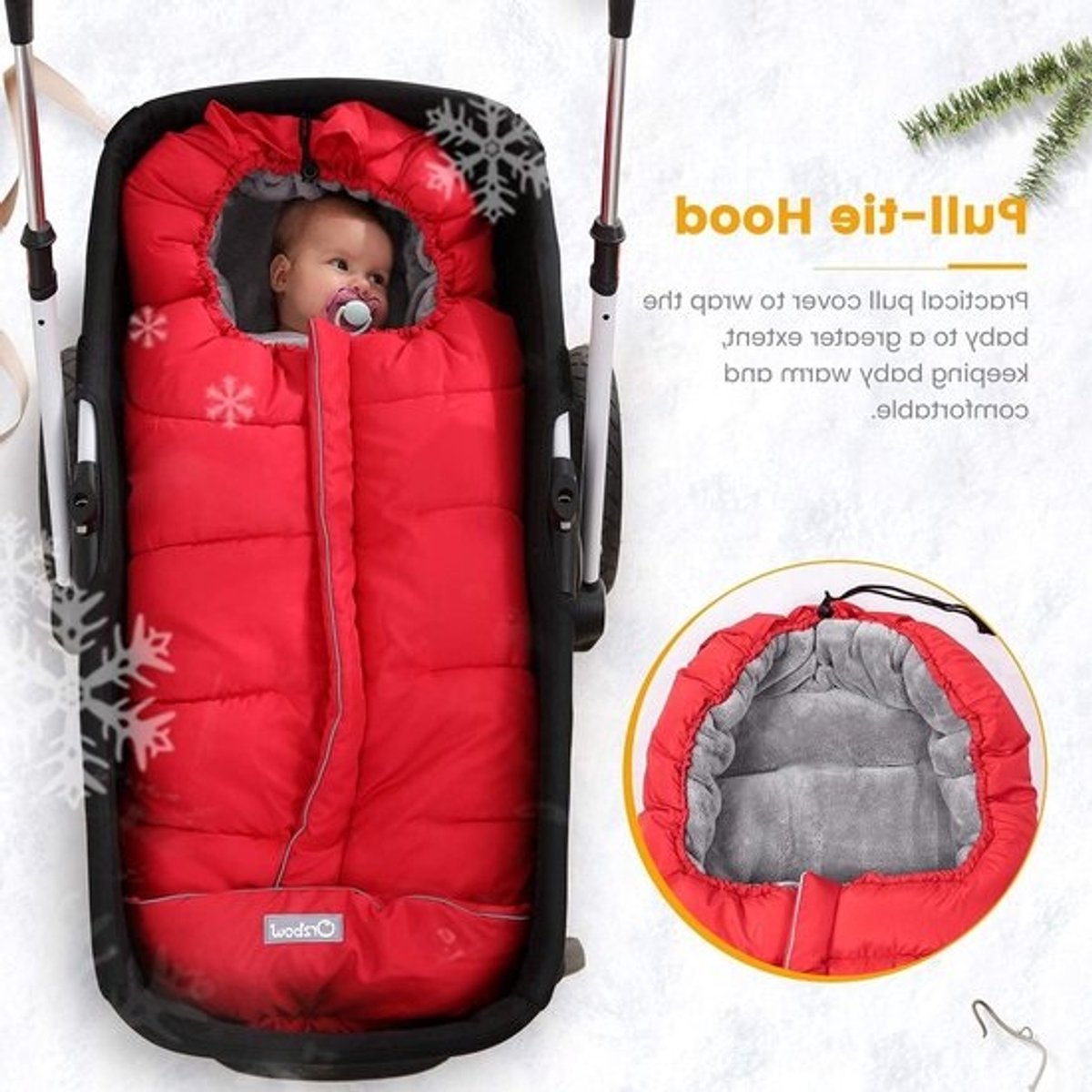 Warme Winter Voetenzak voor Kinderwagens - Dikke Waterdichte Thermofleece Voetenzak voor Babywagens - Groot, Rood