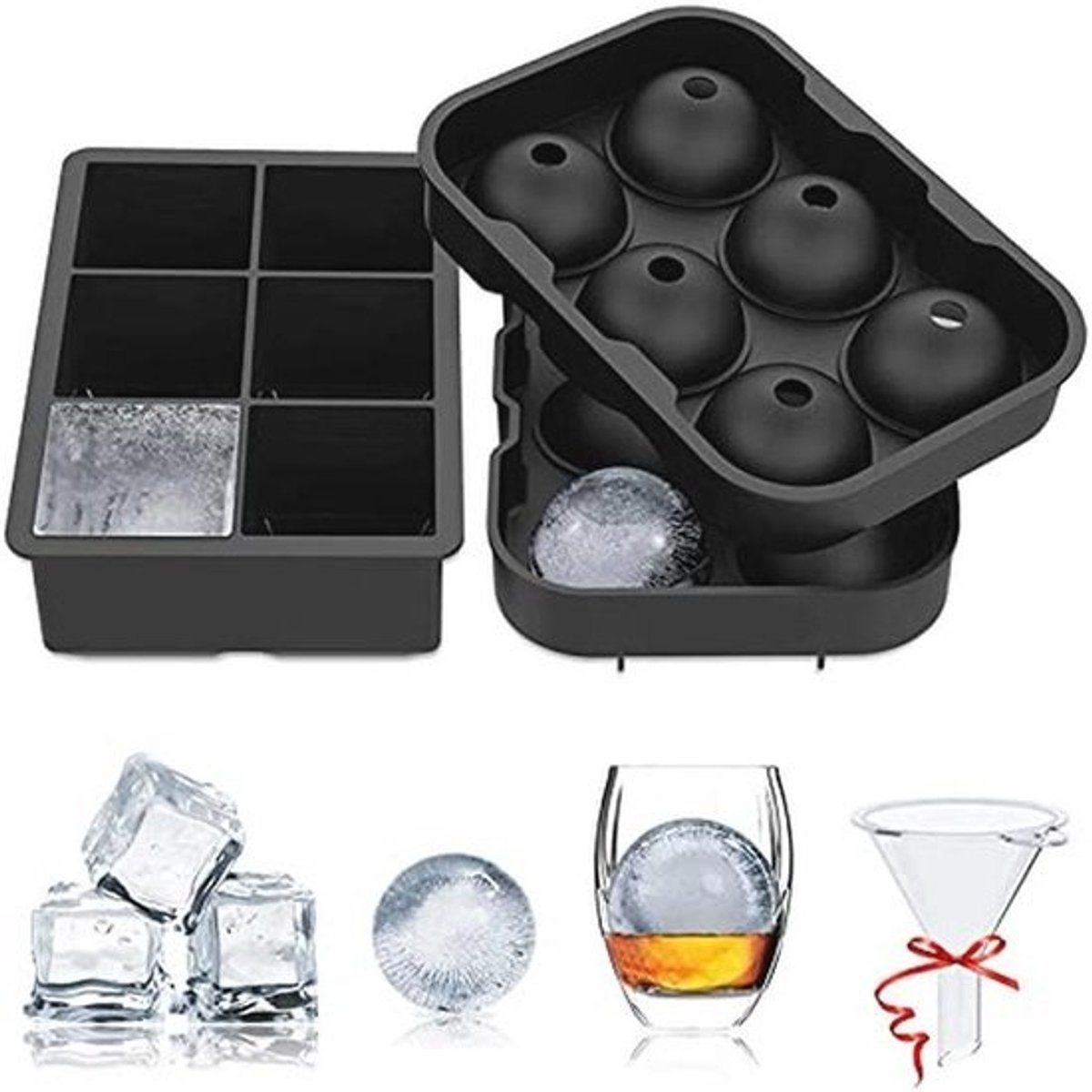 Grote Siliconen Ijsbal Maker - Herbruikbare Ijs Cube Tray voor Cocktails en Drankjes