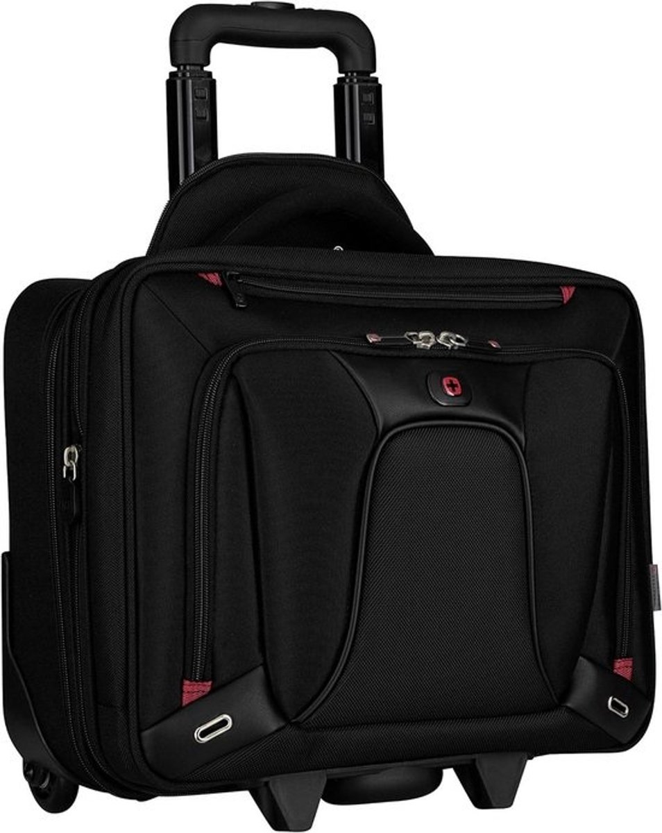 Rolle tas voor 16 inch laptop en 10 inch tablet, laptoptas met wielen voor zakelijk gebruik, 20 liter, zwart