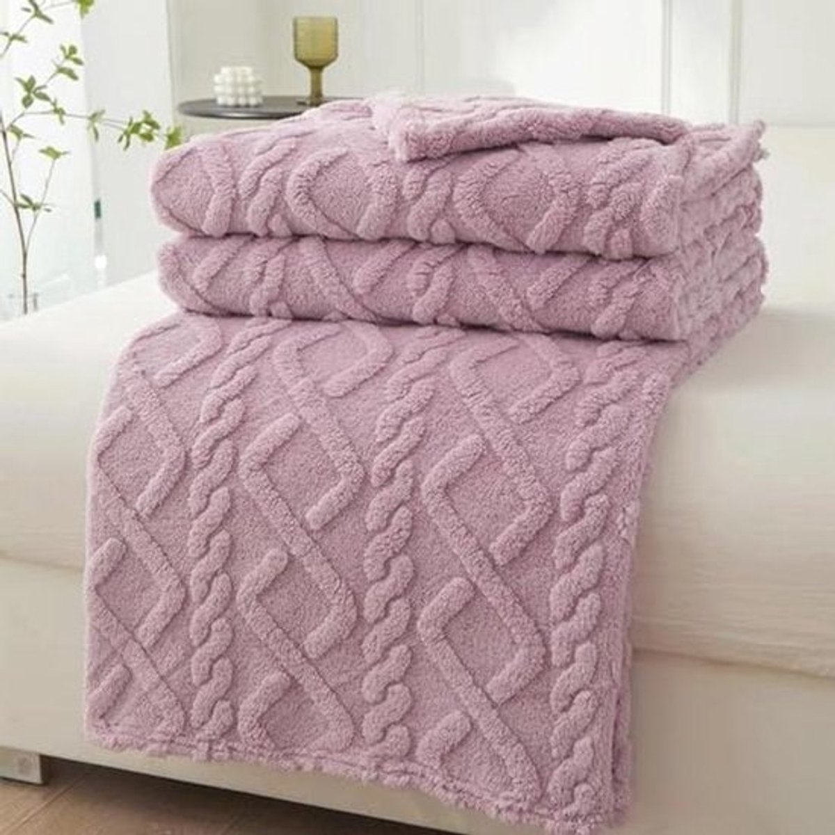 Zachte fleece sprei voor tweepersoonsbed - 150 x 200 cm paars