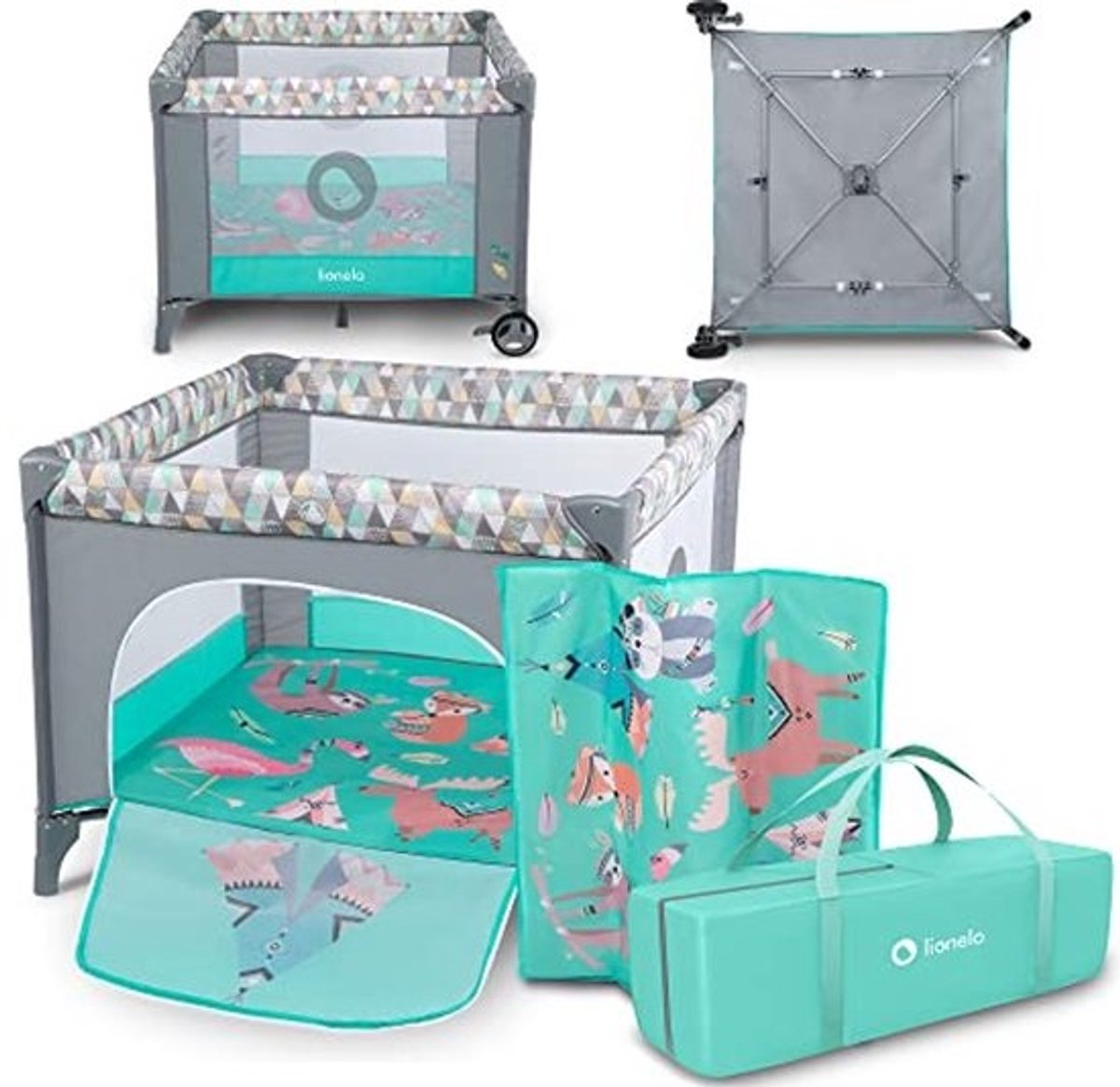 2-in-1 Reisbedje en Speelbox voor Baby, Veilig en Snel Opvouwbaar, Inclusief Transporttas