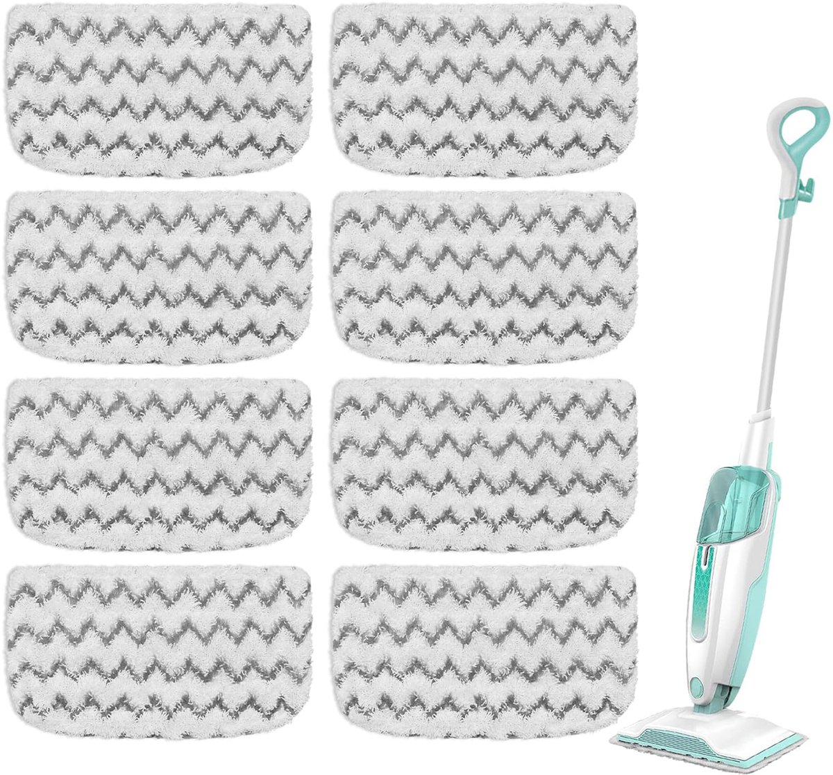 Set van 8 wasbare herbruikbare microvezel dweilpads- geschikt voor Shark S1000- S1000A en S1000C stoomdweilen- voor grondige vloerreiniging