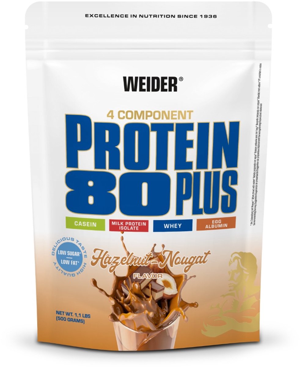 Weider 80 Plus Eiwit 500 g hazelnoot-nougat