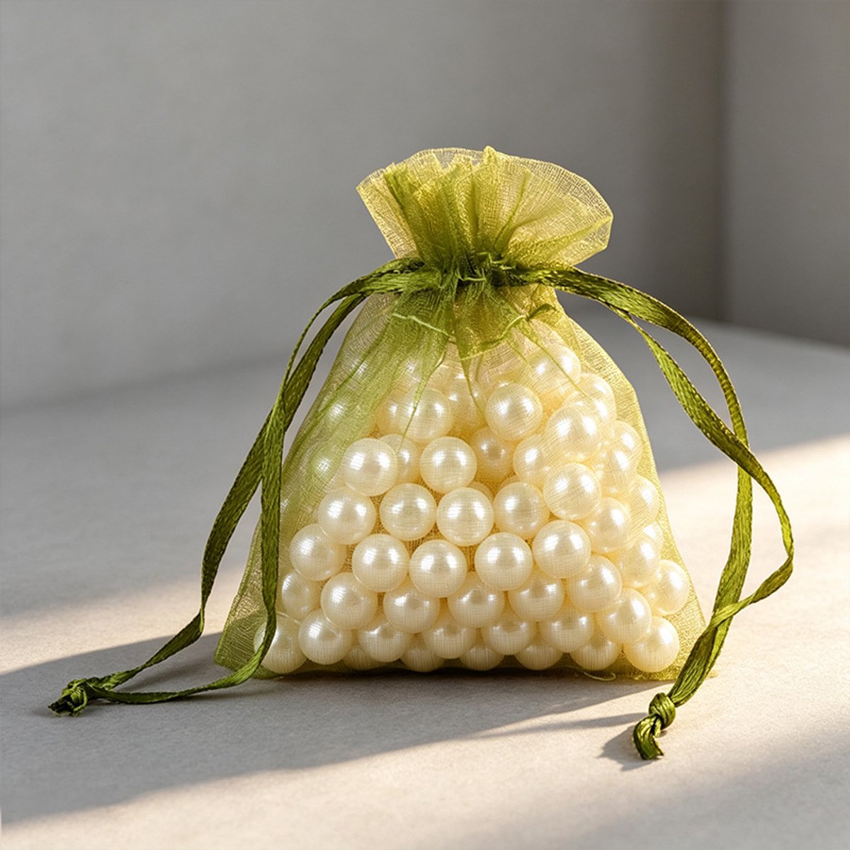 Verpakking van 50 geschenkzakjes, geschikt voor bruiloften, netverpakkingen voor sieraden.-Olijfgroen-10*15cm