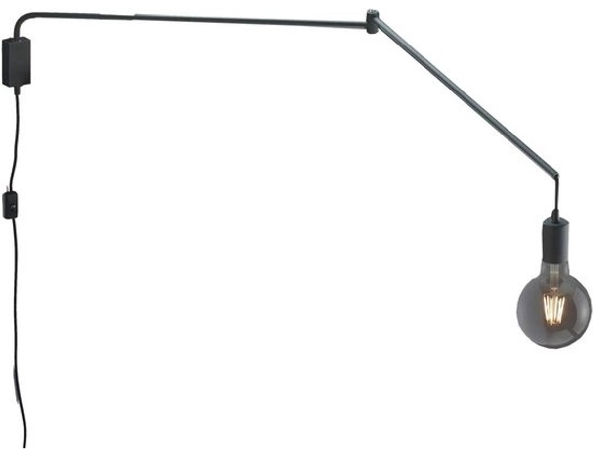 Rotatable LED Wandslamp met Flexibele Arm en Snoerschakelaar - Zwarte Metal
