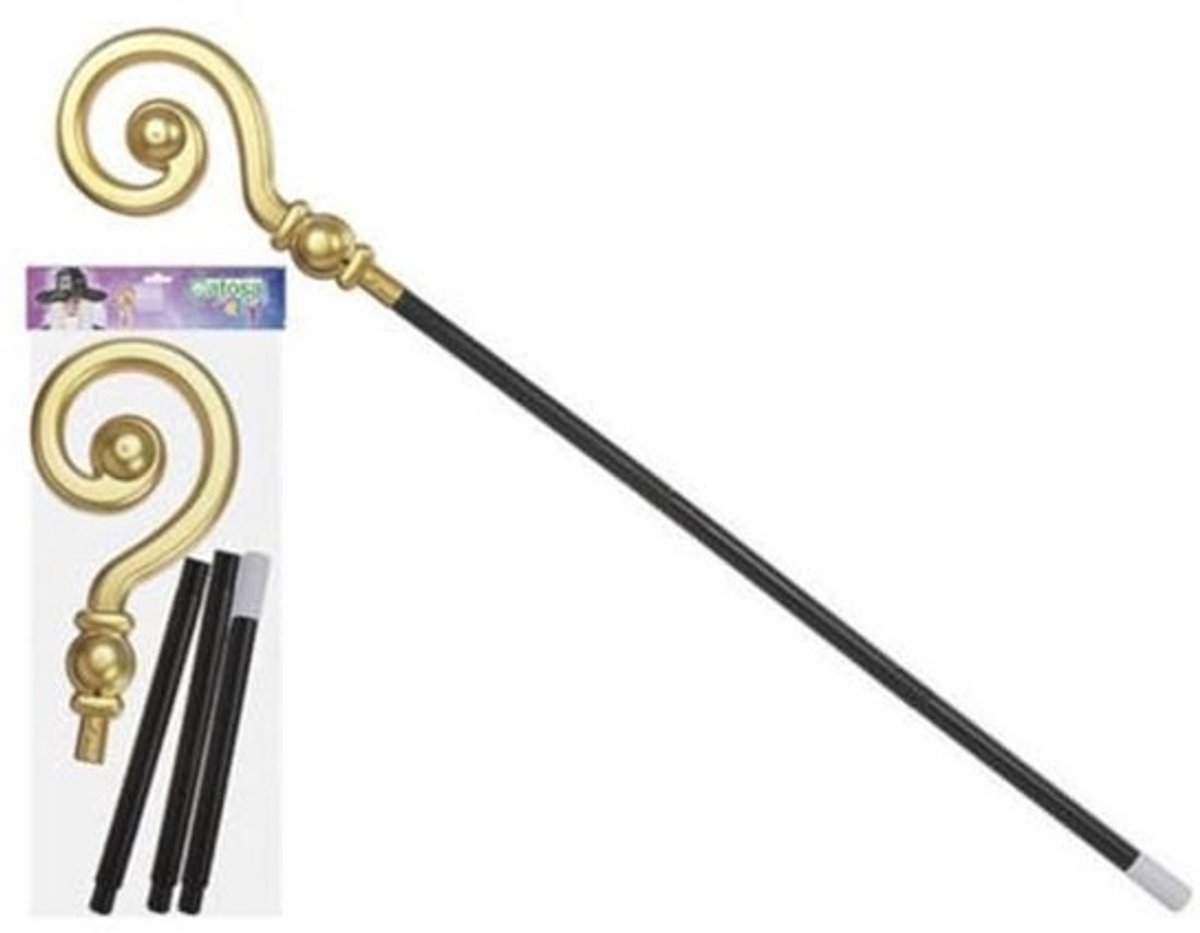 Demonteerbare wandelstok zwart-goud voor carnaval en Halloween - 127 cm
