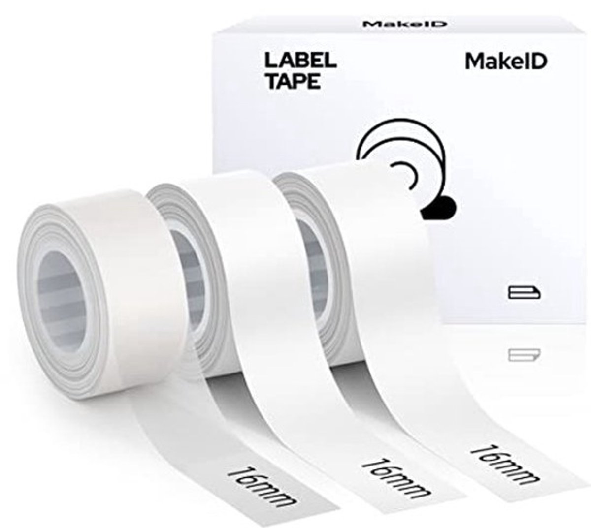 Labelprinter met labeltape voor organisatie (16 mm x 4 m) - Zelfklevende kunststof - 1 transport + 2 wit