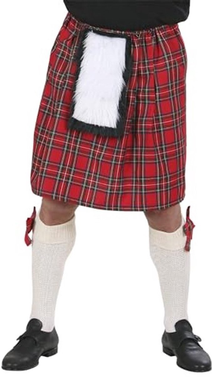 Kostuum voor volwassenen in zwart en rood - Kilt Scozzese
