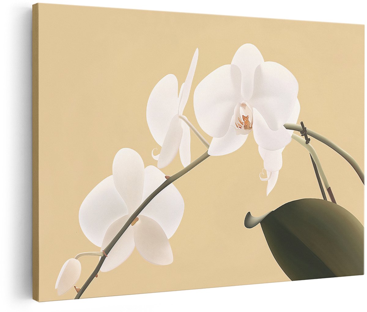 Artaza Canvas Schilderij Orchidee - 180x120 cm - Groot - Wanddecoratie Bloemen - Muurdecoratie Japandi - Decoratie Wit - Schilderijen Op Canvas