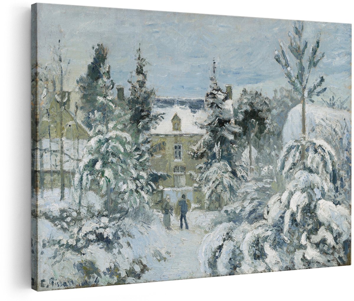 Artaza Canvas Schilderij Winterlandschap - 180x120 cm - Groot - Wanddecoratie Besneeuwd Huis - Muurdecoratie Natuur - Klassieke Schilderijen Landschap