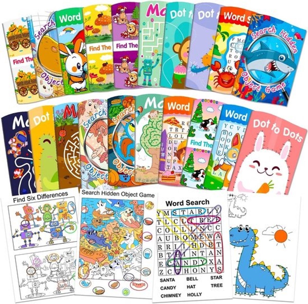 24-pack mini puzzelboekjes voor kinderen