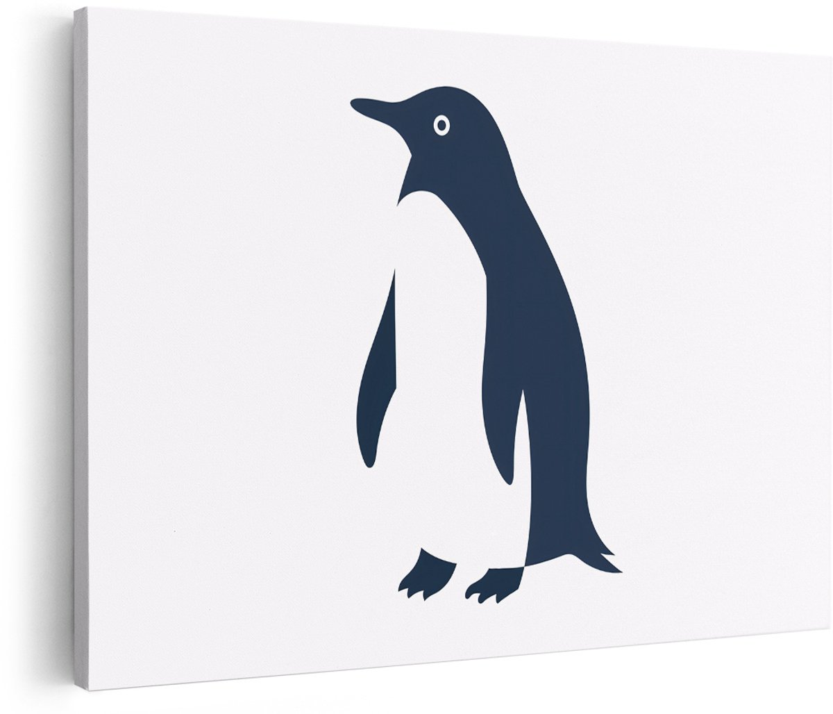 Artaza Canvas Schilderij Pinguïn - 180x120 cm - Groot - Wanddecoratie Dieren - Muurdecoratie Kinderkamer - Decoratie Vogel - Blauw