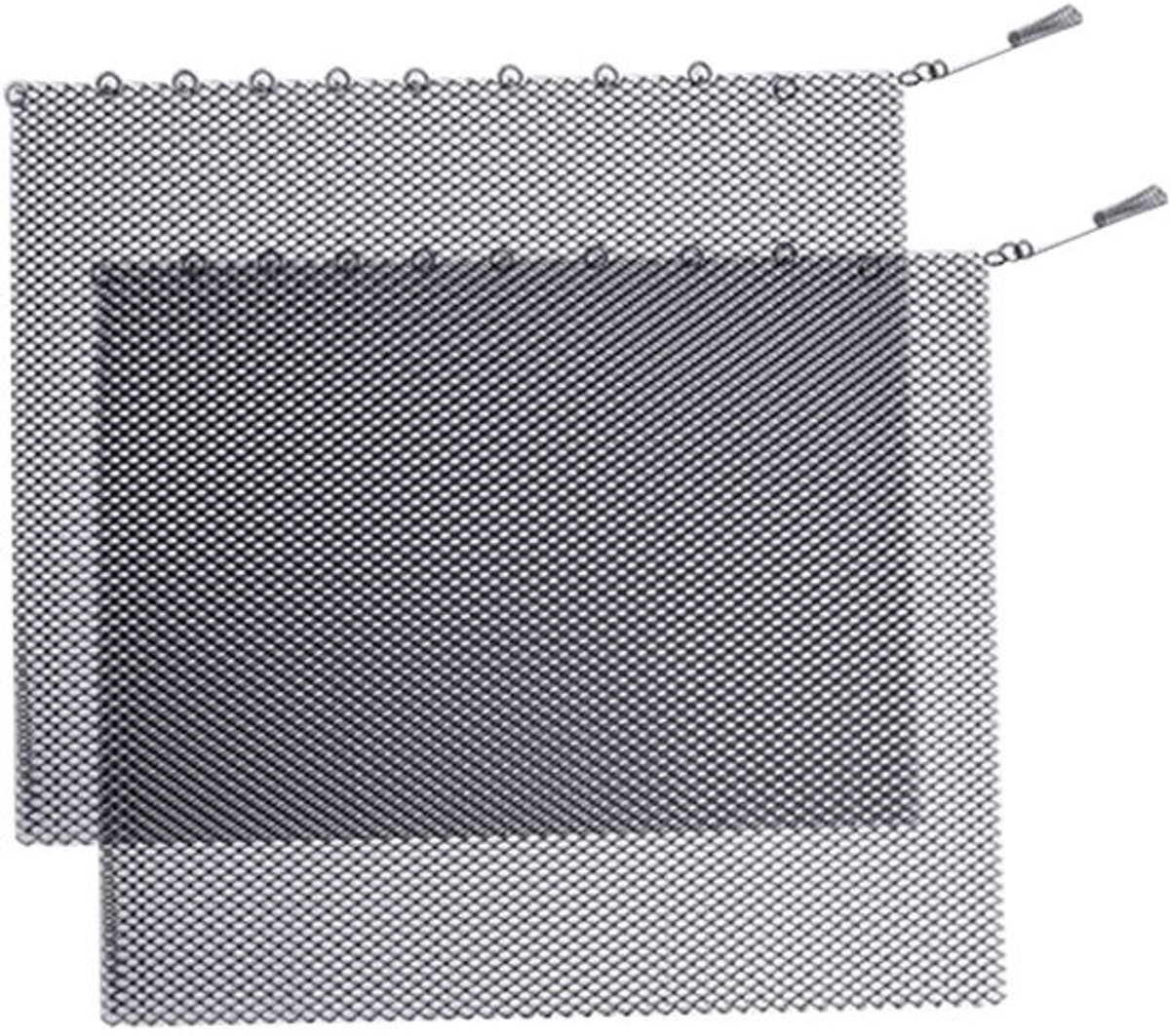 Haardscherm met Trekkers - Vonkbeschermer - Open Haard Veiligheid - Roestbestendig Metaal - 61x50.8cm - Zwart