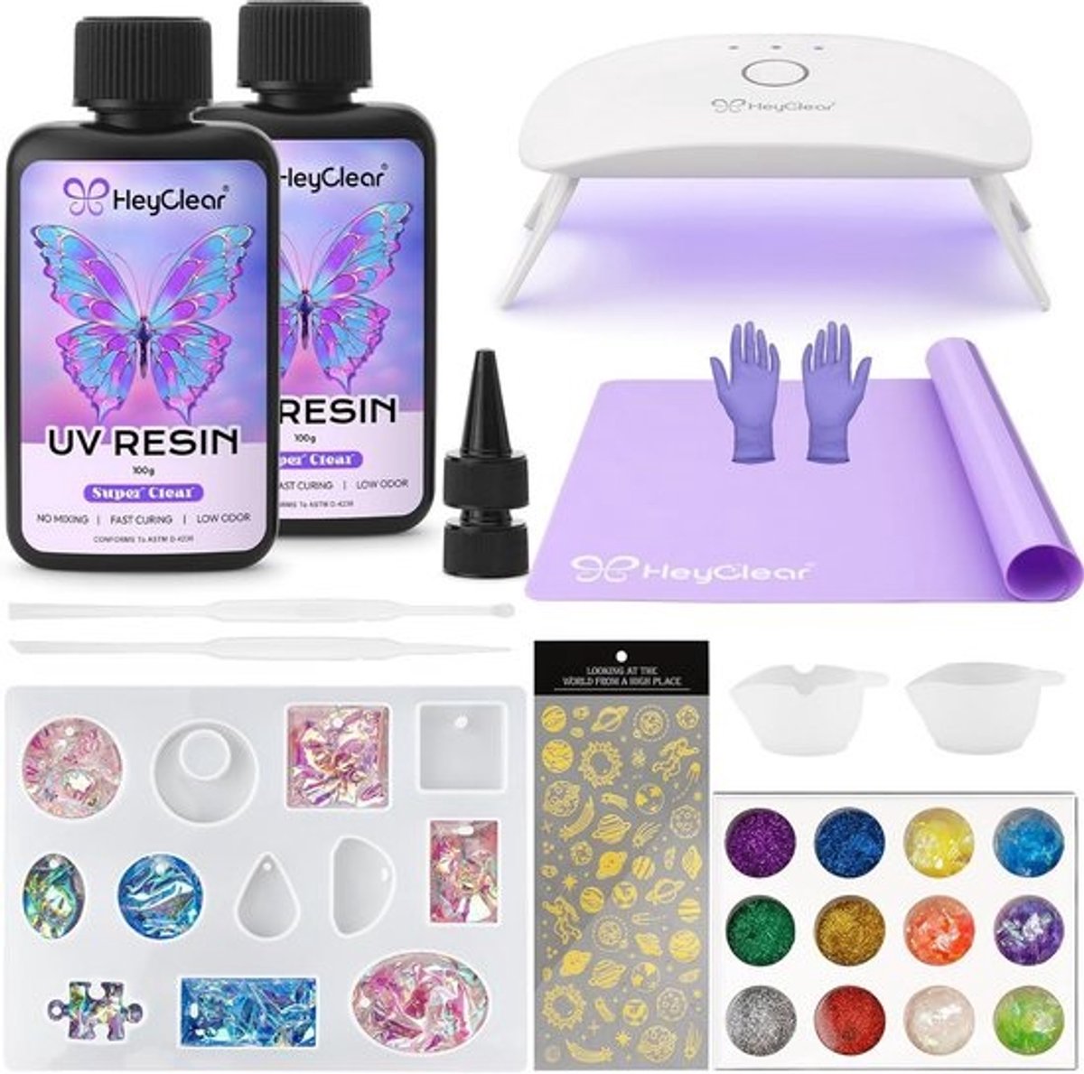 UV Uithardende Hars Set 200g met Lamp, Mallen en Gereedschap - Krasbestendig voor Sieraden en Knutselen