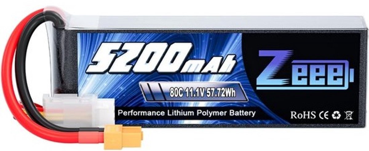 Krachtige 3S LiPo Batterij 5200mAh 11.1V 80C met XT60 voor RC Auto Vliegtuig en Helikopter