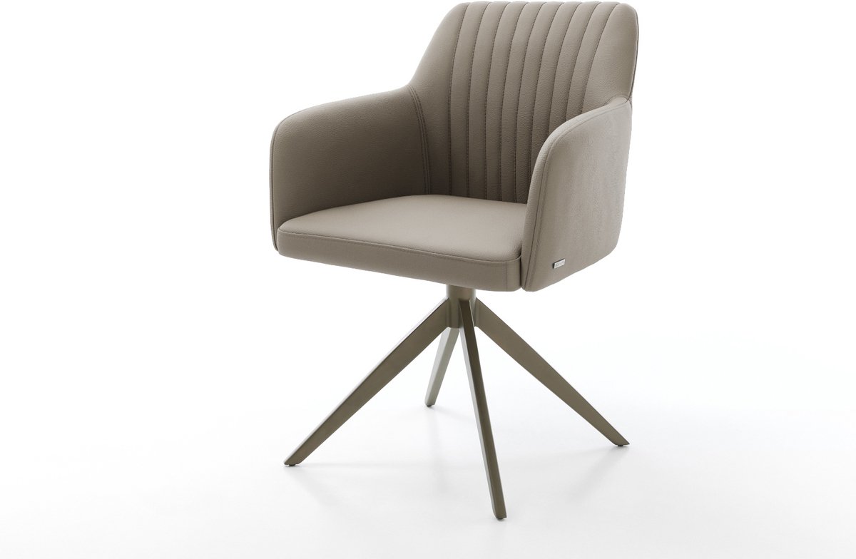Eetkamerstoel Greg-Flex kruisframe breed afwerking met titanium echt leer mud 360° draaibaar rocker-functie pocketveer kern