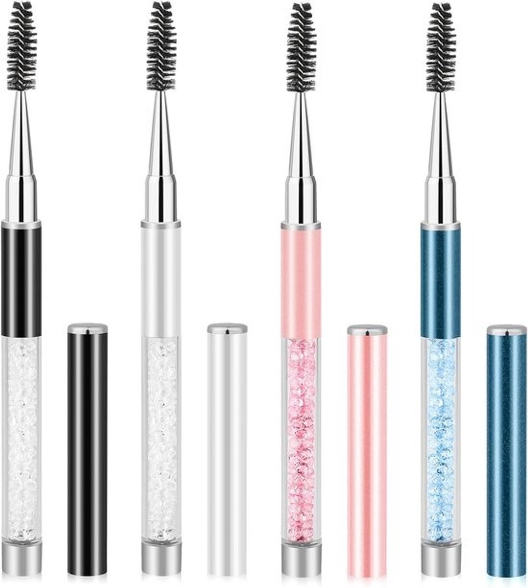 Spoolies mascara toverstokken met dop 4 stuks draagbare wimpers borstel herbruikbaar reizen wenkbrauw applicator kam make-up gereedschap voor wimper extensions benodigdheden