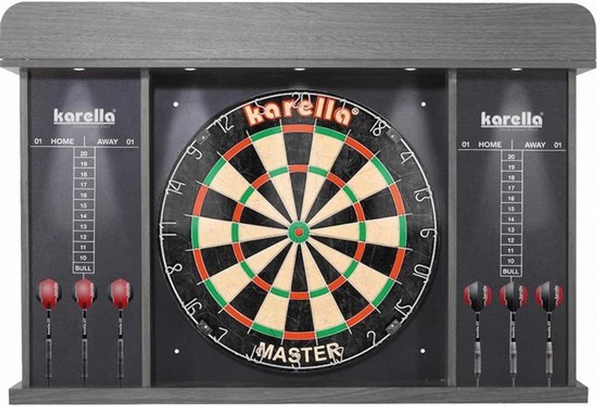 Dartkast met Verlichting - Dartbordkast Dartbord ombouw - Darts Spelen - Geïntegreerde LED-verlichting - 91 x 63 x 14 cm