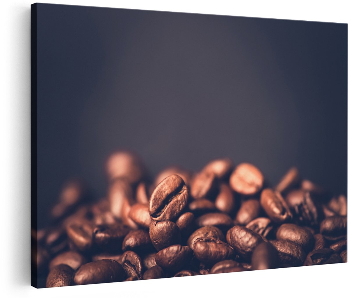 Artaza Canvas Schilderij Koffie Bonen Op Een Zwart Achtergrond - 180x120 cm - Groot - Wanddecoratie Woonkamer - Schilderijen - Muurdecoratie