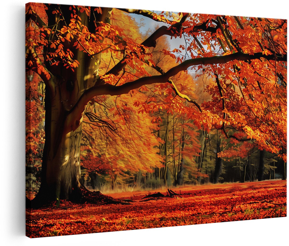 Artaza Canvas Schilderij Boom met Bladeren - 180x120 cm - Groot - Wanddecoratie Woonkamer - Schilderijen - Muurdecoratie