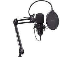 Streaming Microfoon - Podcast Microfoon - Heldere Opnames - Cardioïde Patroon - 192kHz 24-bit - Zwart
