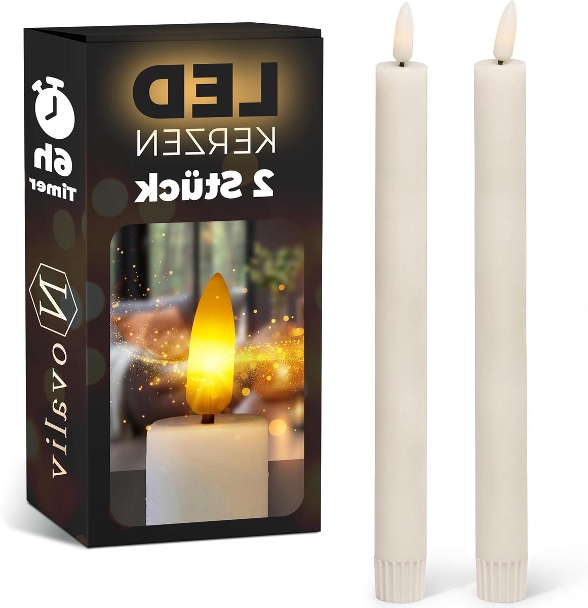 LED Kaarsen Set - Echte Was Look - Sfeervolle Decoratie - Ingebouwde Timer - 22 cm Hoog - Ivoor