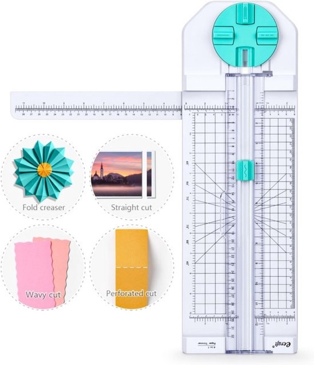 4-in-1 Hobby Snijmachine - Papier- en Kaartensnijder met Rechte, Golf-, Stippen- en Perforatieranden