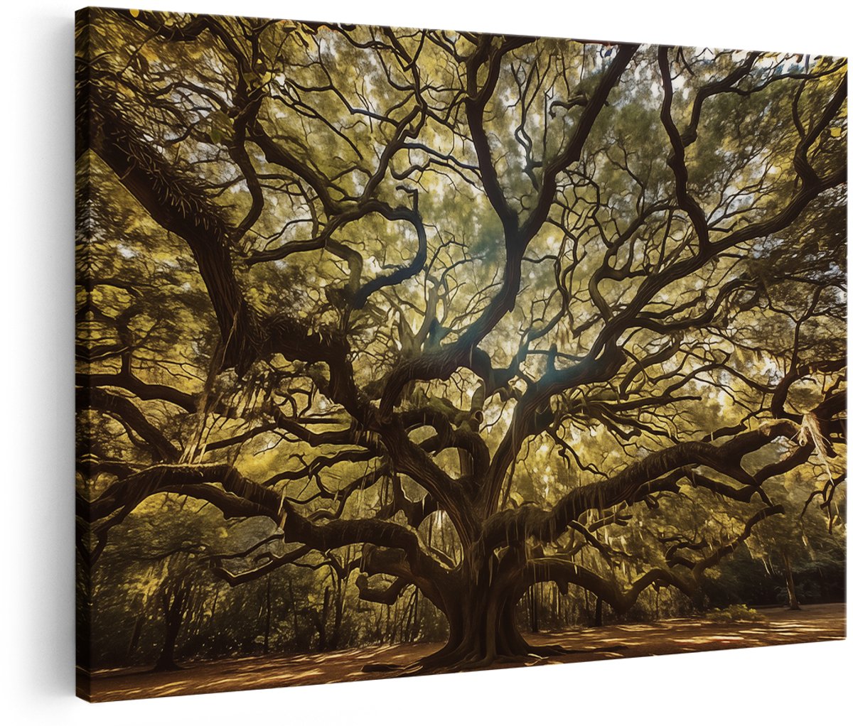 Artaza Canvas Schilderij Oude Eik - Charleston - 180x120 cm - Groot - Wanddecoratie Woonkamer - Schilderijen - Muurdecoratie