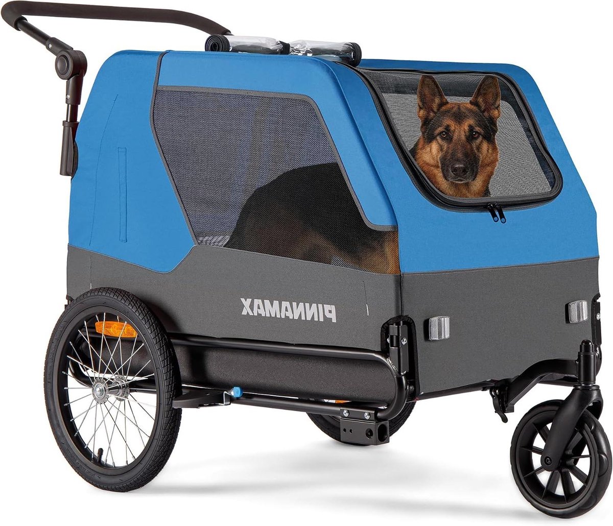 Hondenfietskar - Huisdierenbuggy aanhanger - Veilig vervoer - 2-in-1 functie - Tot 45 kg - Blauw