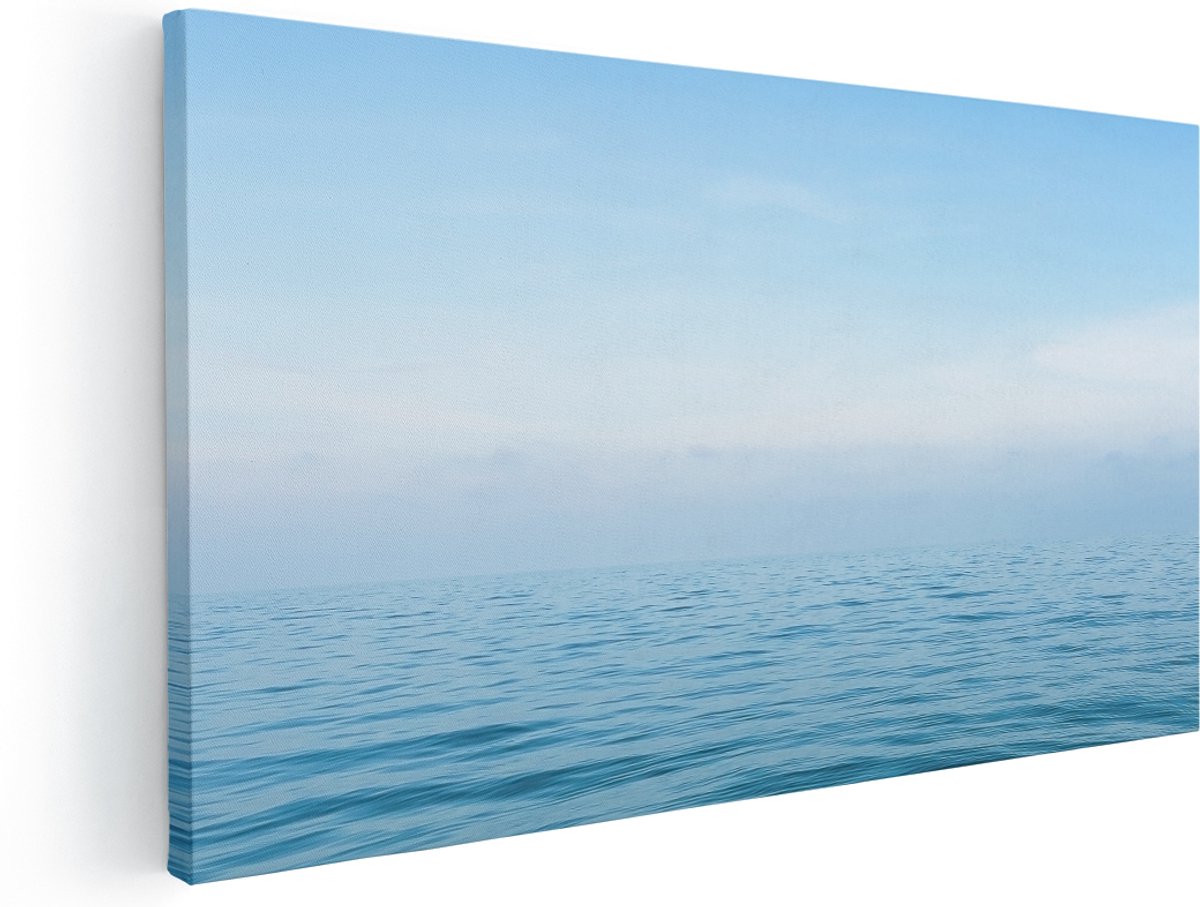 Artaza Canvas Schilderij Zee Met Een Blauw Hemel Achtergrond - 180x90 cm - Groot - Wanddecoratie Woonkamer - Schilderijen - Muurdecoratie