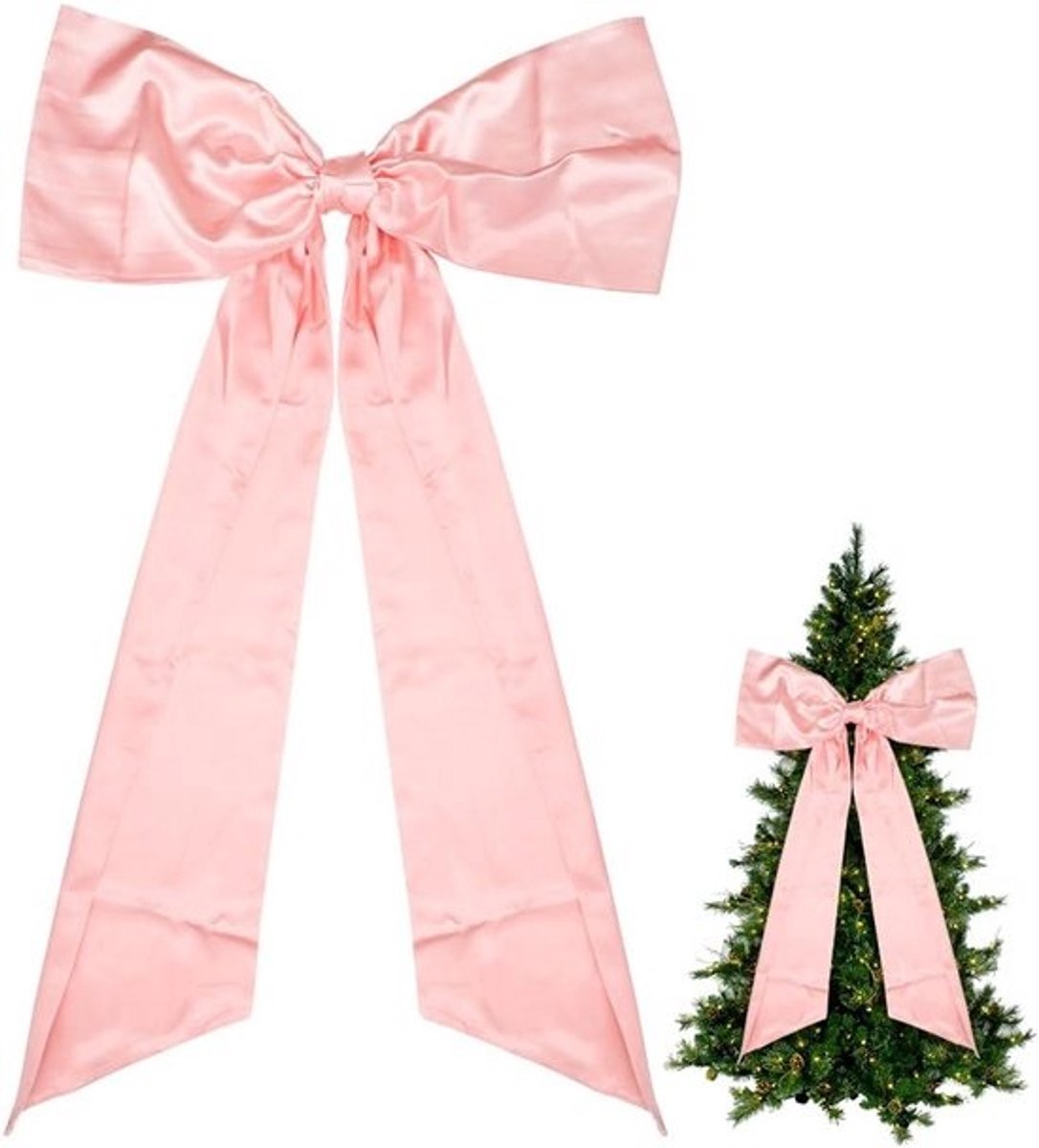 Grote Decoratieve Satijnen Strik Roze - 60x90 cm - Voor Cadeaus, Bruiloft en Feestdecoratie