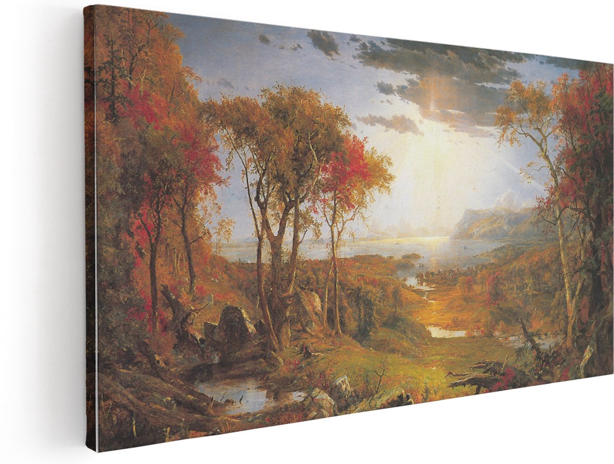 Artaza Canvas Schilderij Landschap - 180x90 cm - Groot - Wanddecoratie Herfst - Muurdecoratie Natuur Bomen - Romantisch Schilderijen Op Canvas