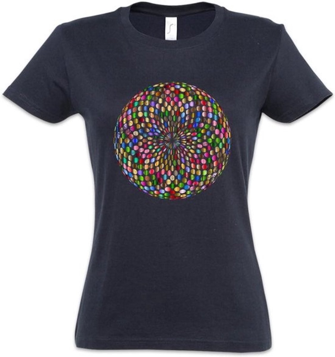 Dames T-Shirt Psychedelische Disco Lichten Print | Hoogwaardig Katoen
